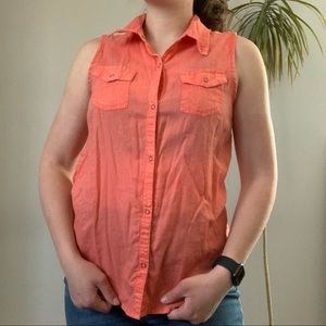 Salmon button front top